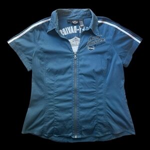 Harley-Davidson Teal Zip-Up Top